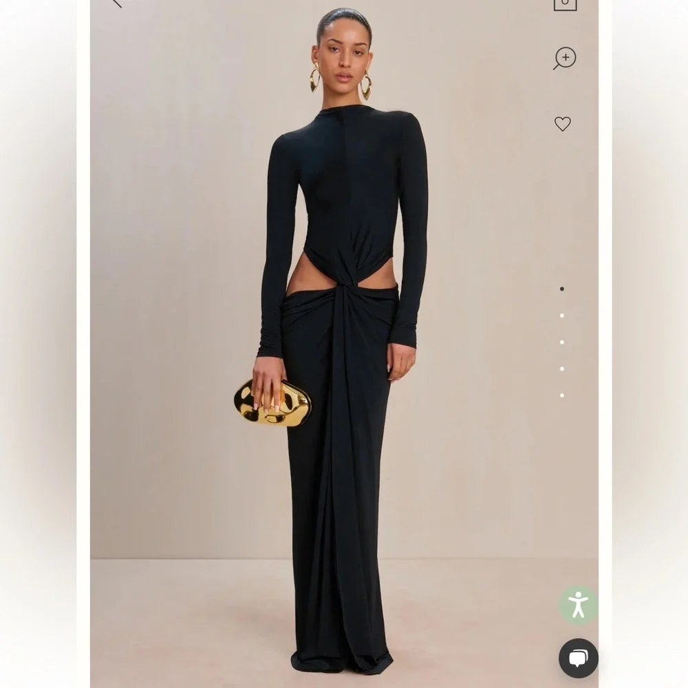 Cult Gaia Keri Dress Black Maxi cutout jersey slinky gown NWT Revolve $898 M - Picture 2 of 12